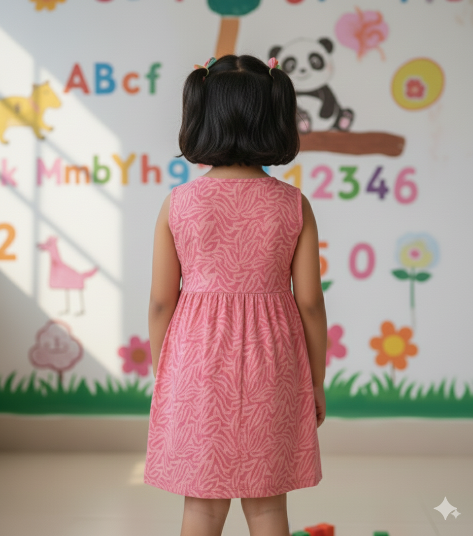 Girls Cute Printed Frocks Combo of 3 Butterfly Pink Red Wave Blue Star