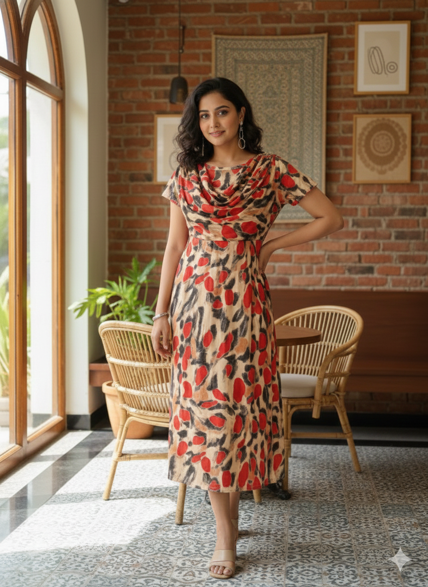 Zipless Maternity Wear Feeding with Shawl Red Black