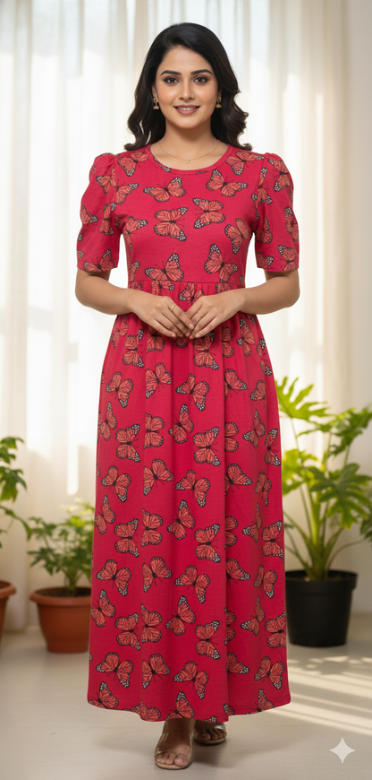 Casual Lounge Wear Non Feeding with puff Red Butterfly