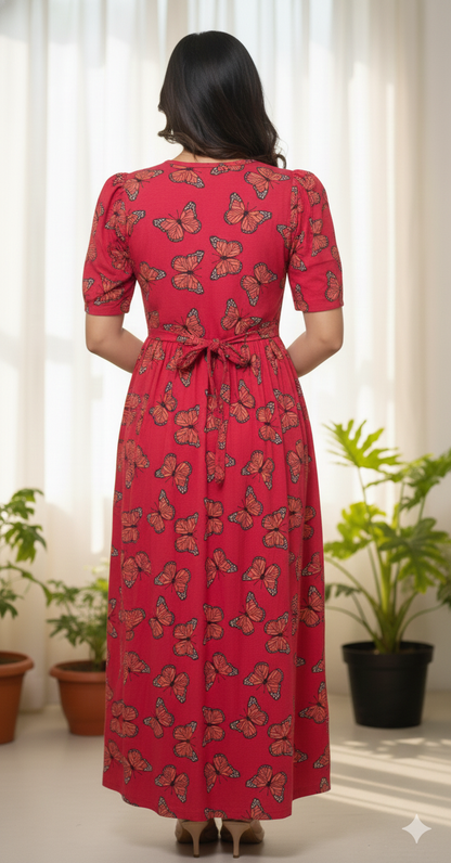 Casual Lounge Wear Non Feeding with puff Red Butterfly