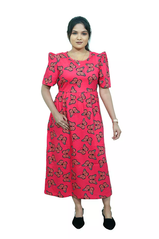 Casual Lounge Wear Non Feeding with puff Red Butterfly