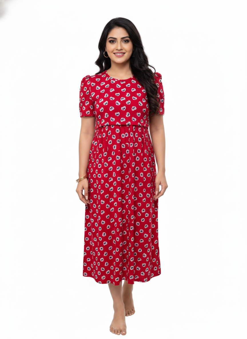 Capri Feeding Wear with Puff Sleeve Red Eye