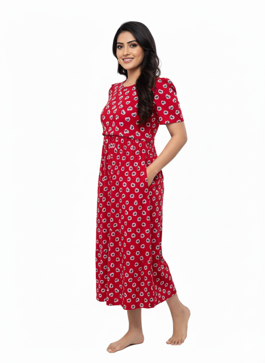 Capri Feeding Wear with Puff Sleeve Red Eye