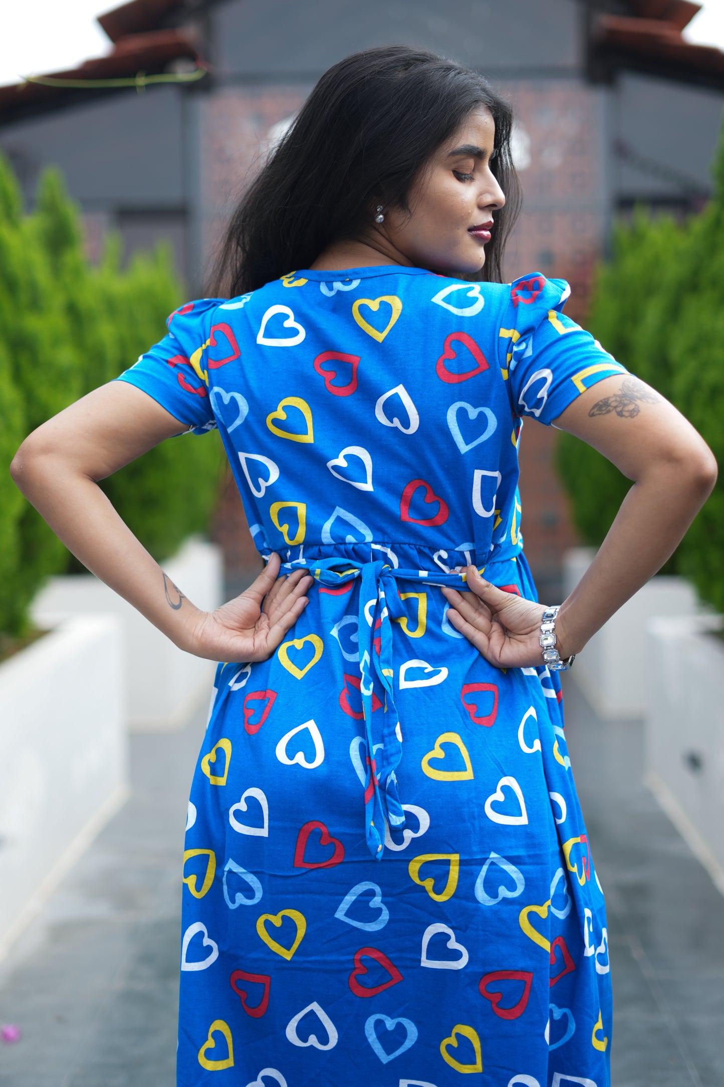 Zipless Feeding Wear Royal Blue Heart 42 Inches