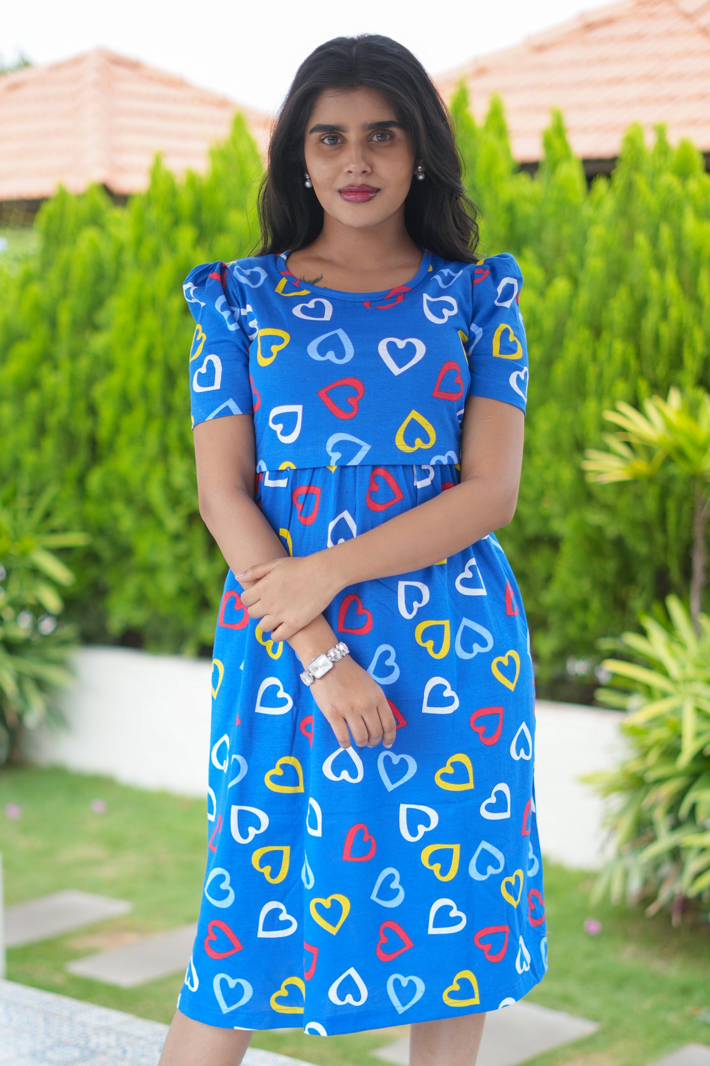 Zipless Feeding Wear Royal Blue Heart 42 Inches