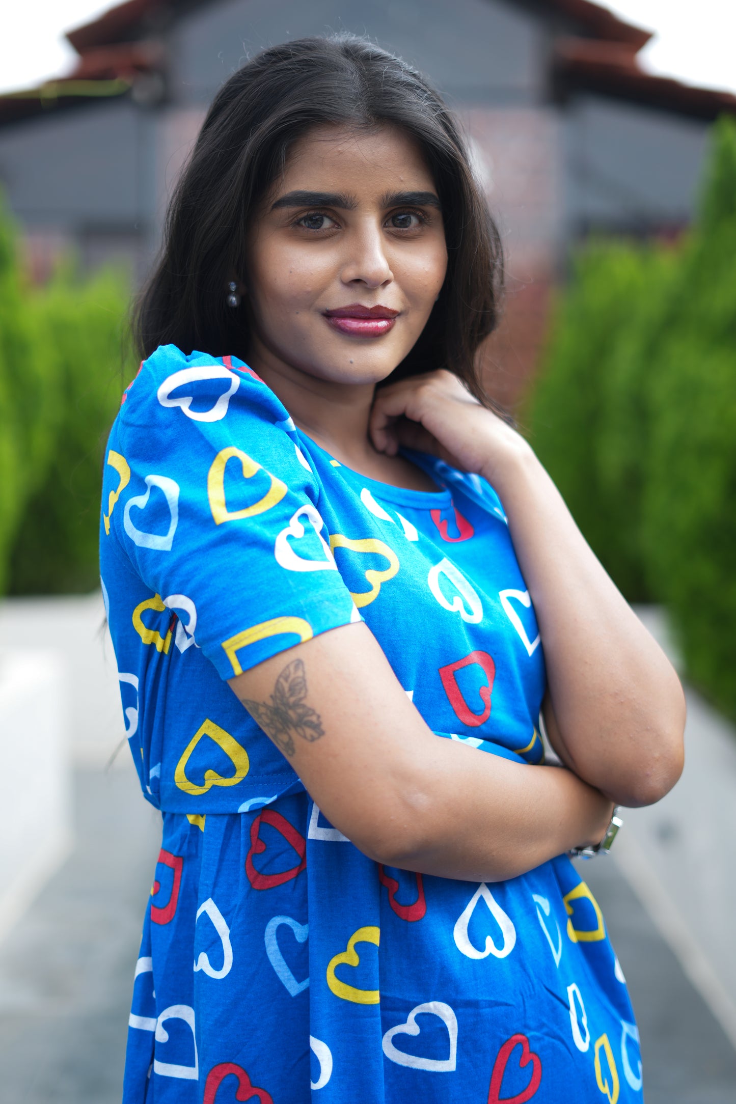 Zipless Feeding Wear Royal Blue Heart 42 Inches