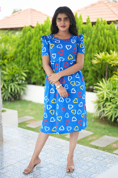 Zipless Feeding Wear Royal Blue Heart 42 Inches