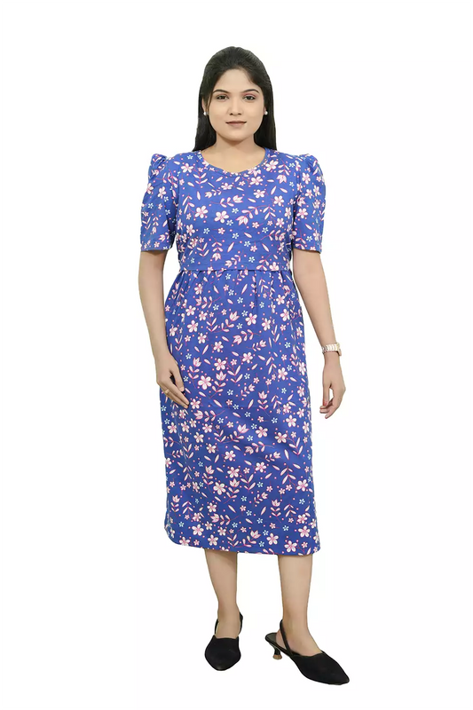 Capri Feeding Wear with Puff Sleeve Royal Flower