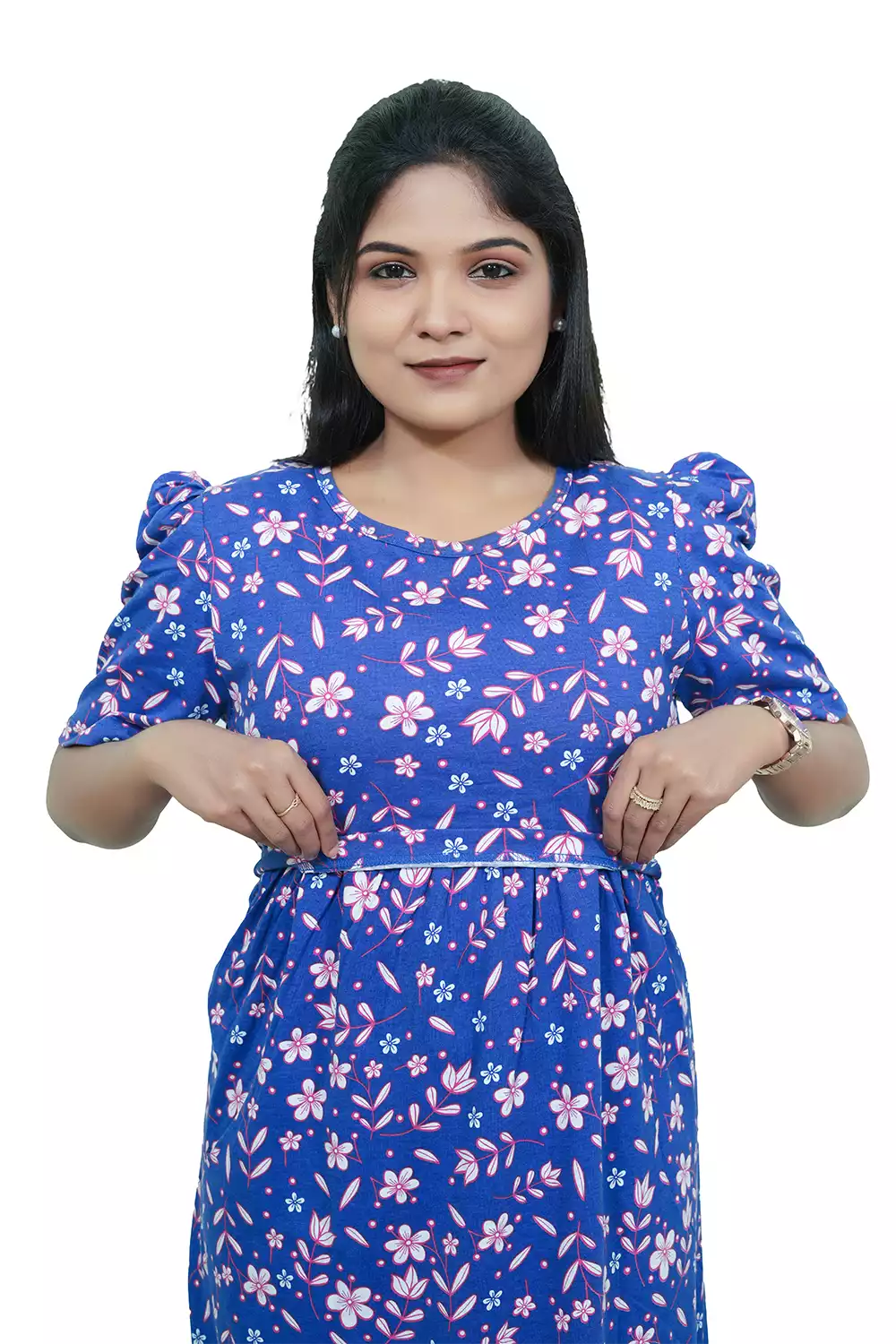 Capri Feeding Wear with Puff Sleeve Royal Flower