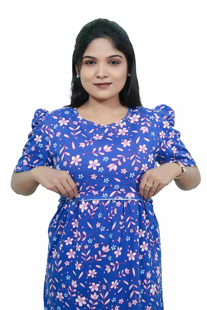 Capri Feeding Wear with Puff Sleeve Royal Flower