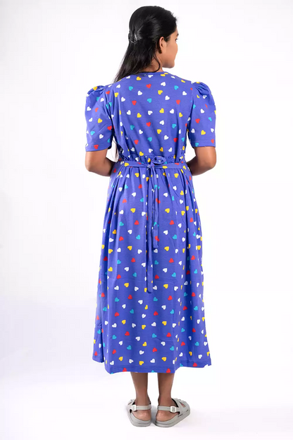 Capri Feeding Wear with Puff Sleeve Royal Multi Heart