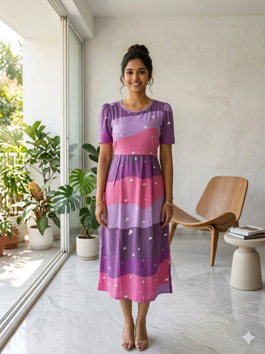 Capri Feeding Wear with Puff Sleeve LAVENDAR PINK