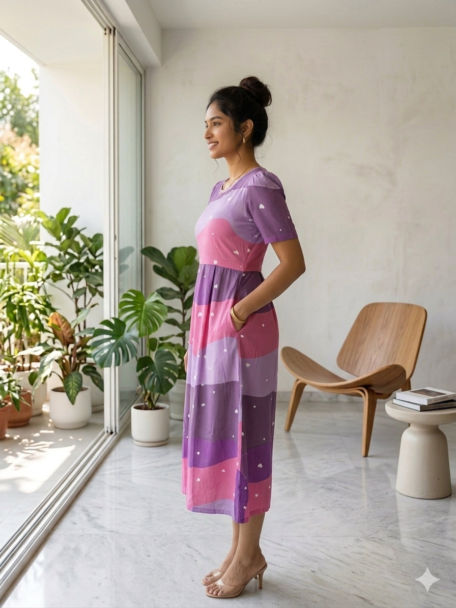 Capri Feeding Wear with Puff Sleeve LAVENDAR PINK