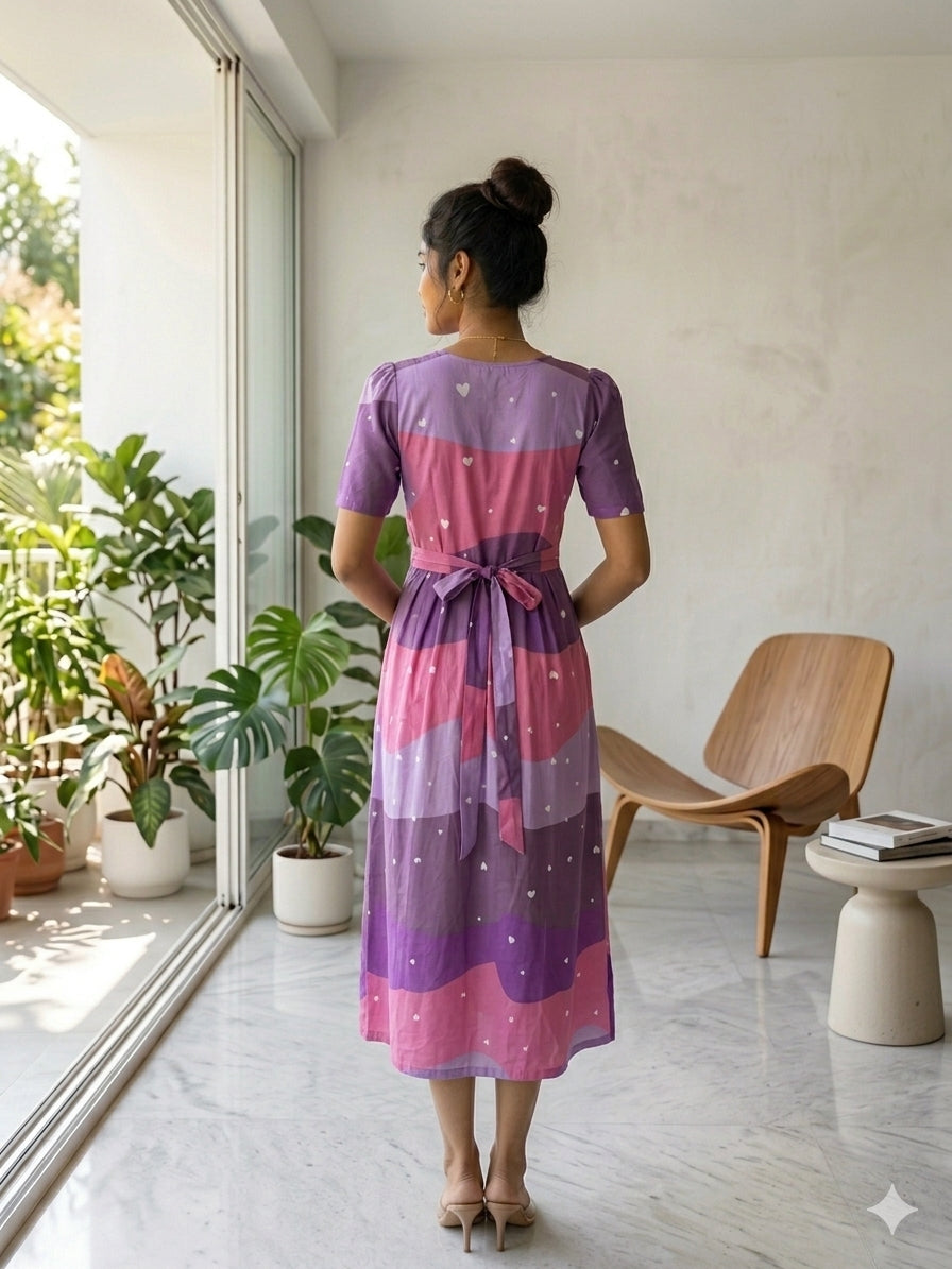 Capri Feeding Wear with Puff Sleeve LAVENDAR PINK