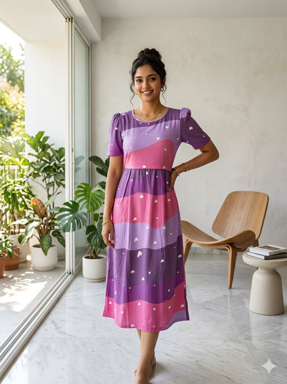 Capri Feeding Wear with Puff Sleeve LAVENDAR PINK