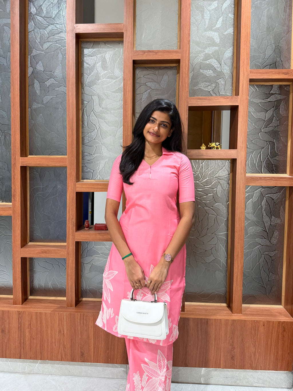 Mugil Premium Linen Slurb Co ord Set pink | D - 004