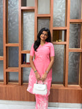 Mugil Premium Linen Slurb Co ord Set pink | D - 004