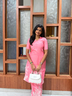 Mugil Premium Linen Slurb Co ord Set pink | D - 004