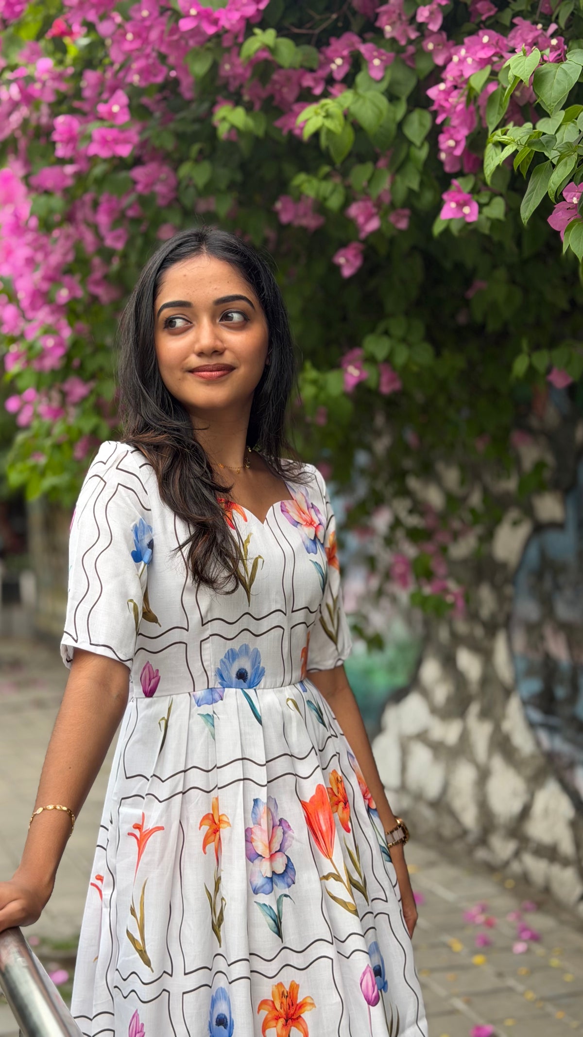Sweetheart Floral Tile Maxi dress for women | Soft Cotton Printed Maxi Dress | B - 005
