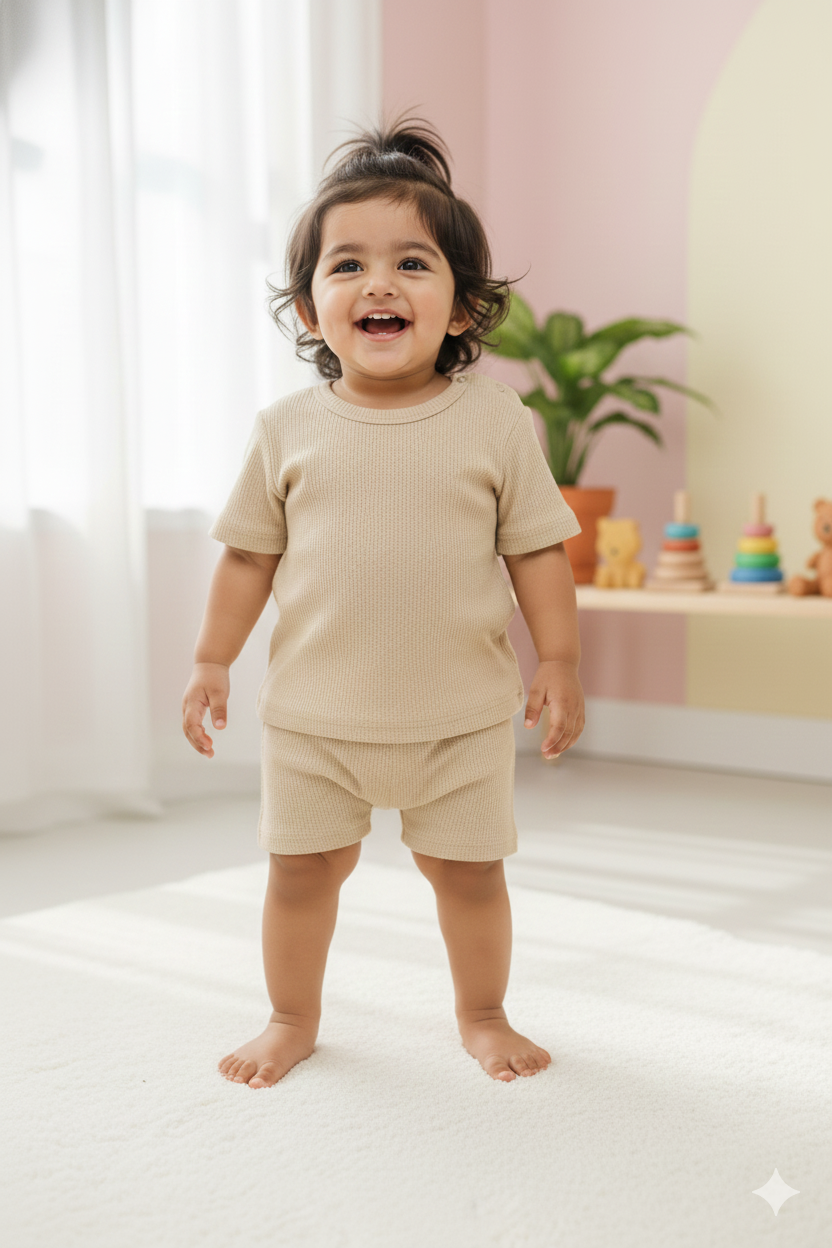 Sandal plain Waffle cozy Baby Playtime Lounge Set