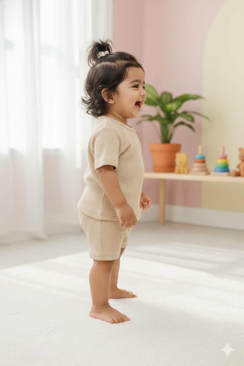 Sandal plain Waffle cozy Baby Playtime Lounge Set