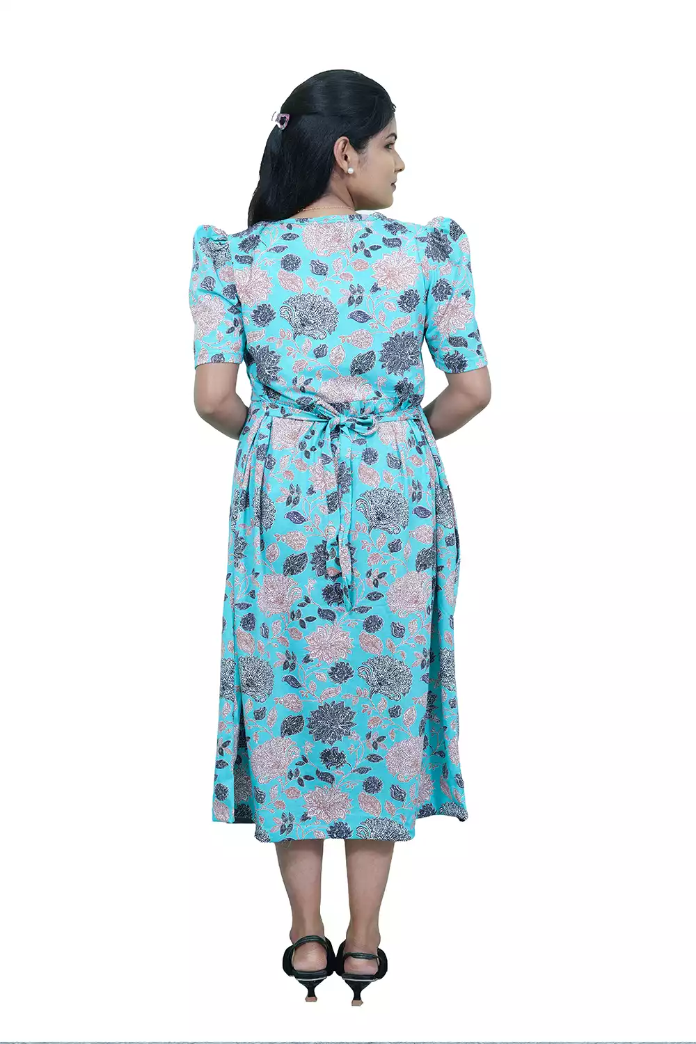 Capri Feeding Wear with Puff Sleeve Sea Blue