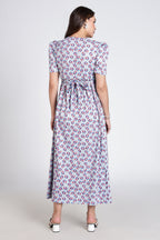 Zipless Feeding Maternity Gown Silver water drop - Puff sleeve 52 inches