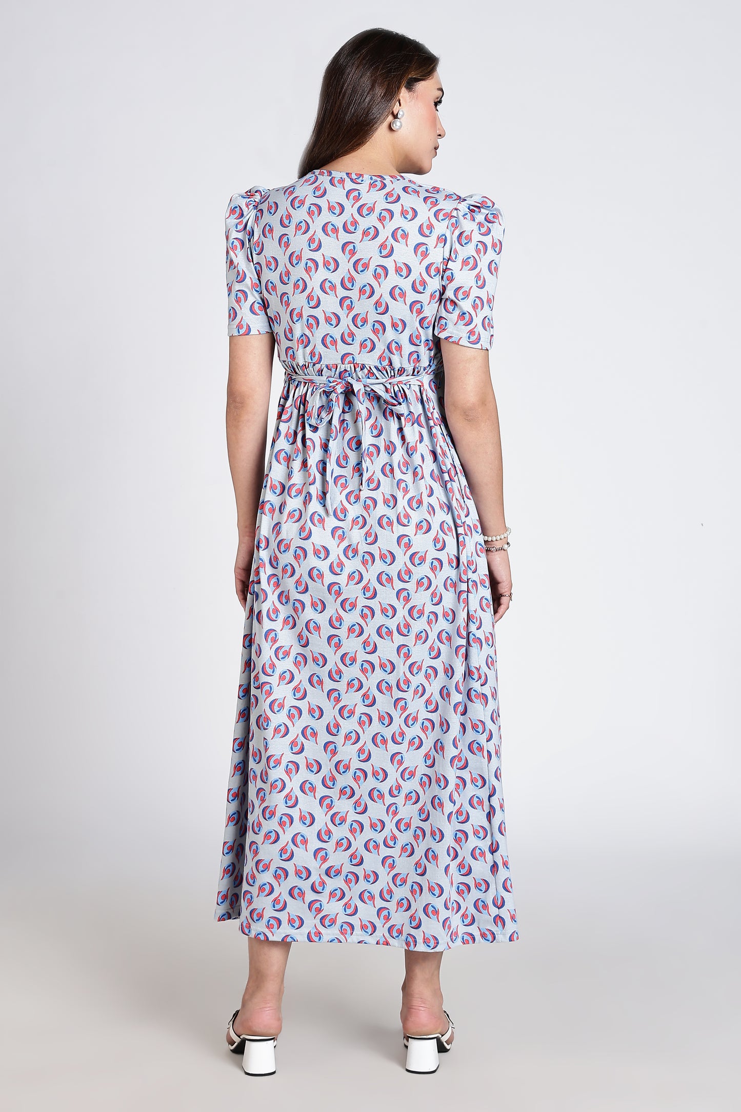 Zipless Feeding Maternity Gown- Puff sleeve 52 inches