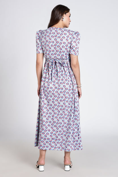 Zipless Feeding Maternity Gown- Puff sleeve 52 inches