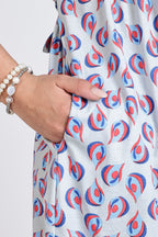 Zipless Feeding Maternity Gown Silver water drop - Puff sleeve 52 inches