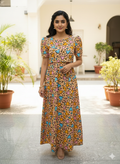 Zipless Feeding Maternity Gown T Sandal - Puff sleeve 52 inches