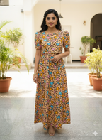 Zipless Feeding Maternity Gown T Sandal - Puff sleeve 52 inches