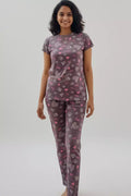 Pyjama Co-Ords Tan Pink Heart