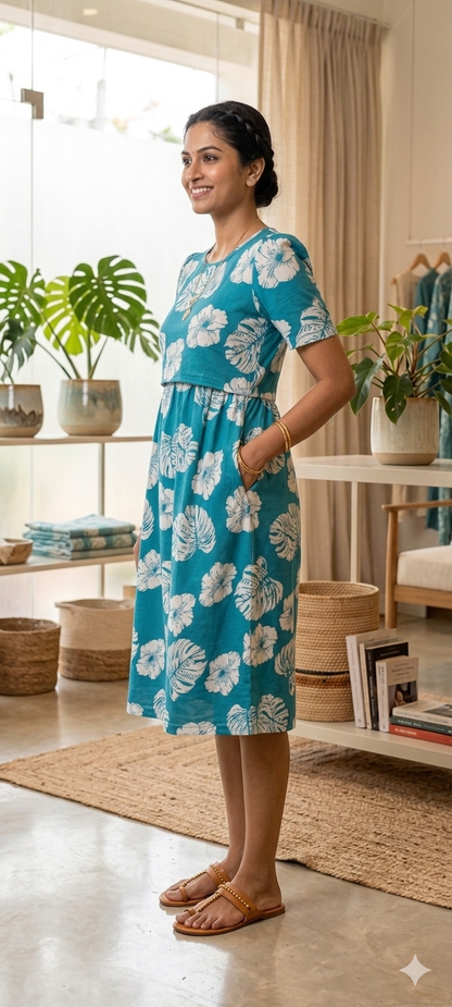 Zipless Feeding wear Torquise Leaf  42 Inches