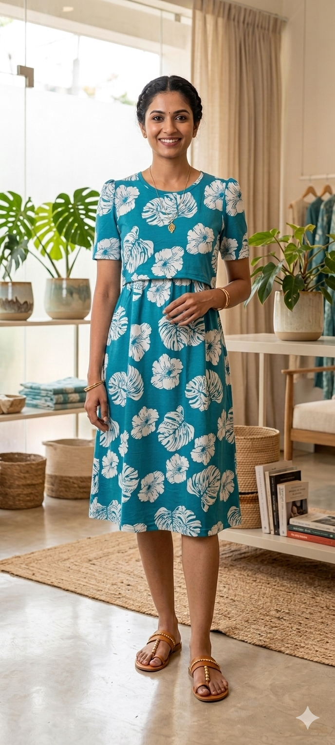 Zipless Feeding wear Torquise Leaf  42 Inches