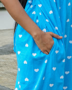 Women’s Printed Fusia Pink & Torquise Heart Maxi Dress Combo