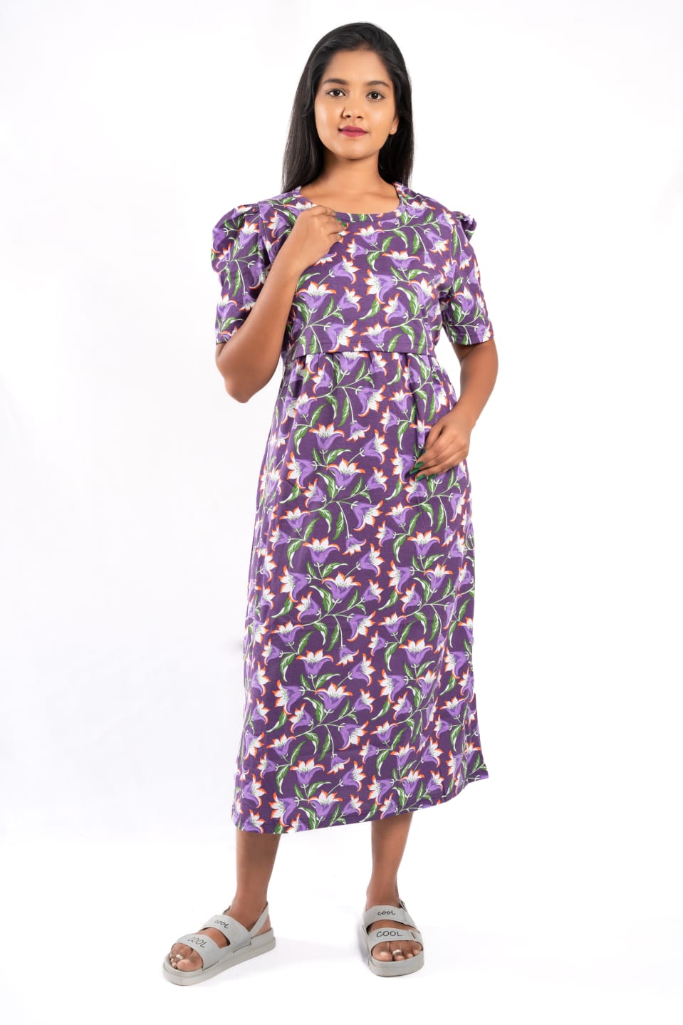 capri feeding wear with puff 47 inches - Violet Floral