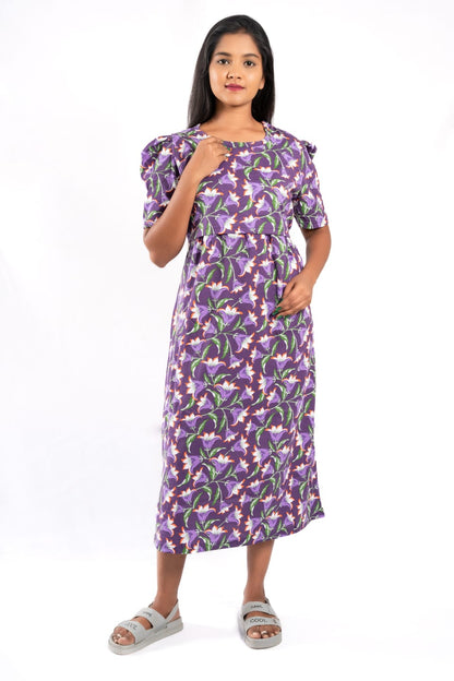 capri feeding wear with puff 47 inches - Violet Floral
