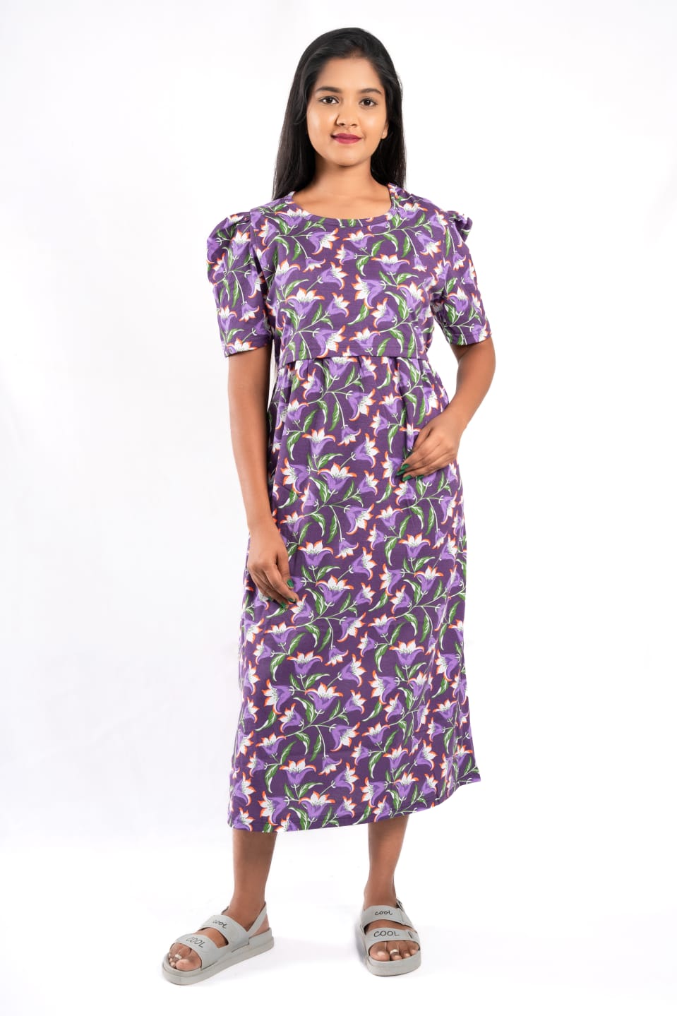 capri feeding wear with puff 47 inches - Violet Floral
