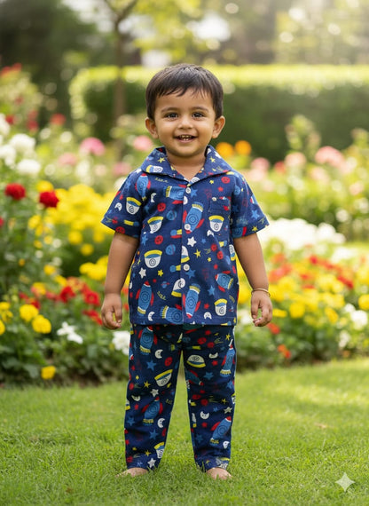 Navy Space Adventure Kids Nightsuit Set