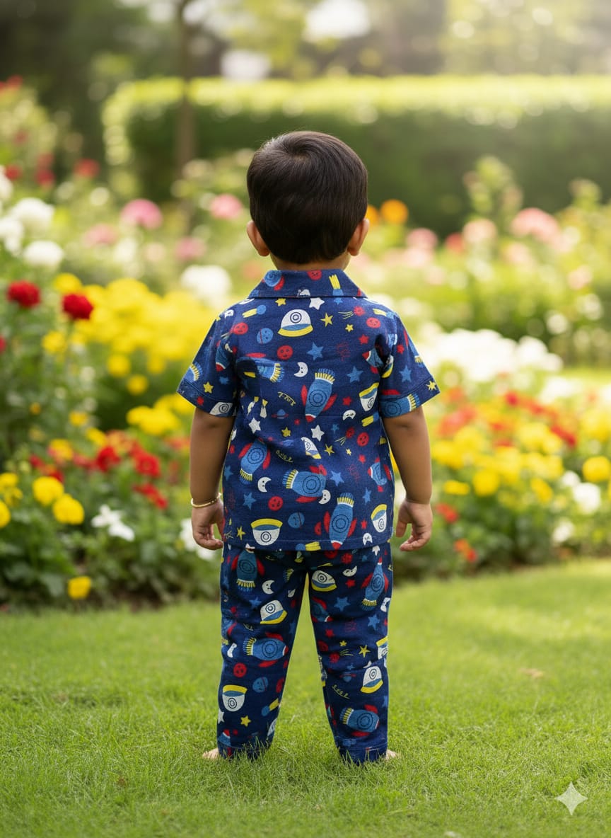 Navy Space Adventure Kids Nightsuit Set