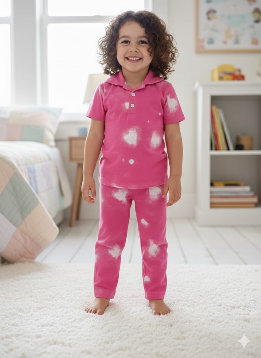 Pink dyed  Kids Nightsuit Set