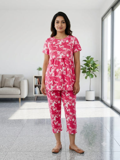 Peplum Feeding Zipless Co-ords Pink dyed