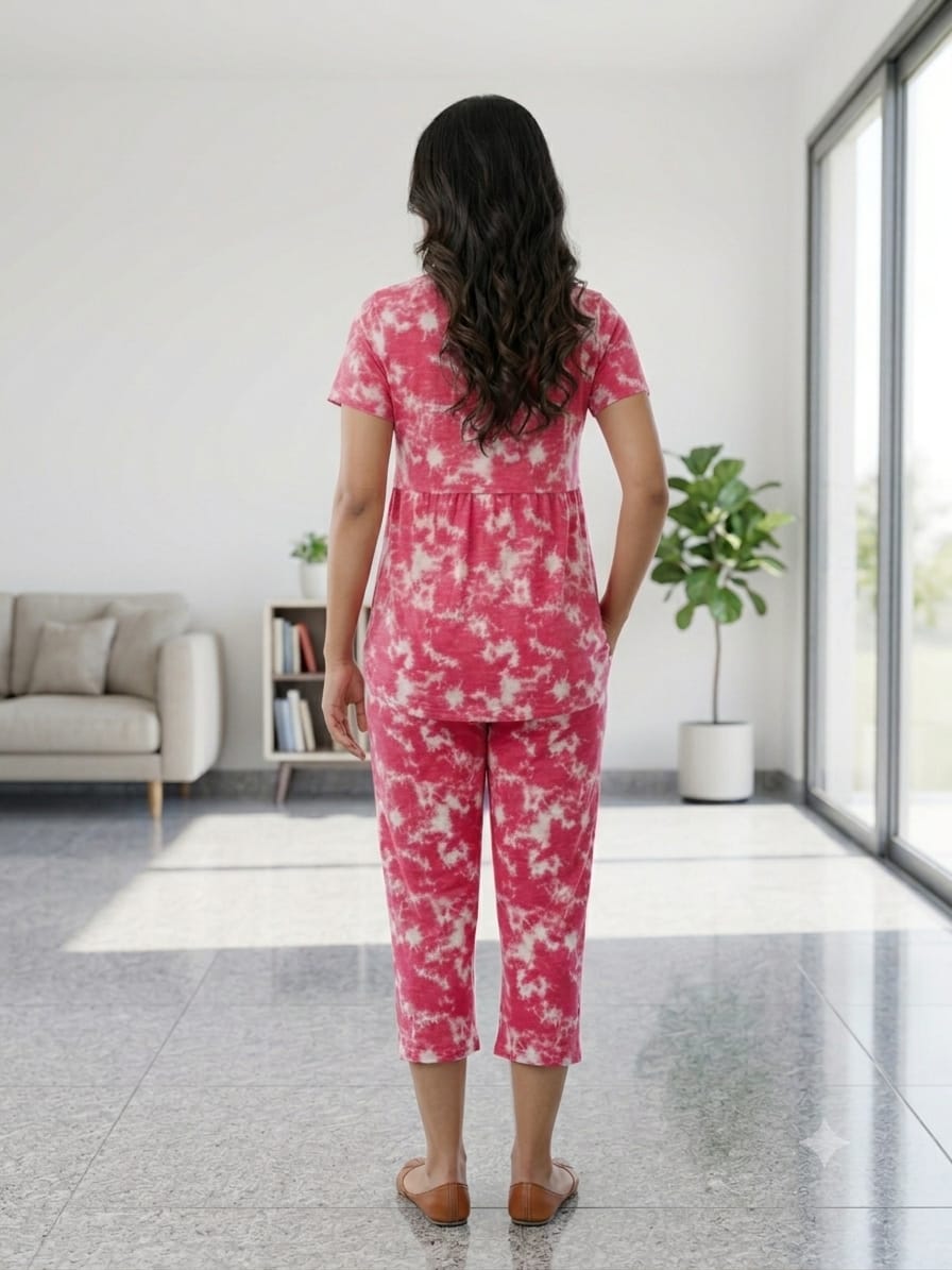 Peplum Feeding Zipless Co-ords Pink dyed