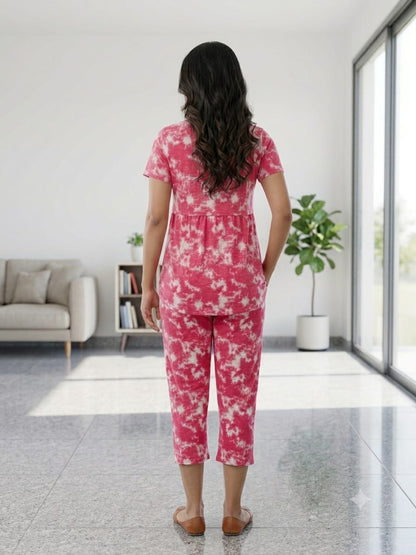 Peplum Feeding Zipless Co-ords Pink dyed