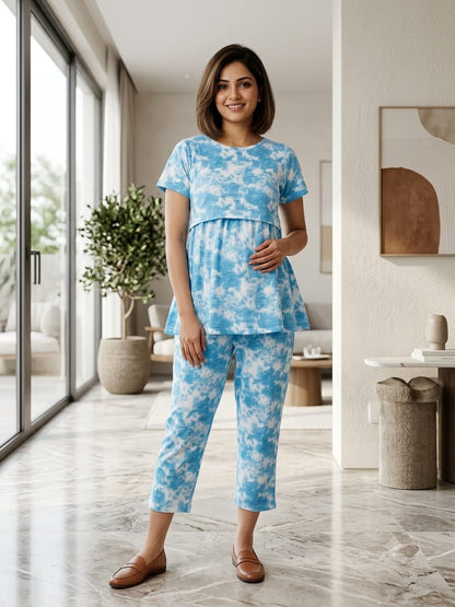 Peplum Feeding Zipless Co-ords Sky Dyed
