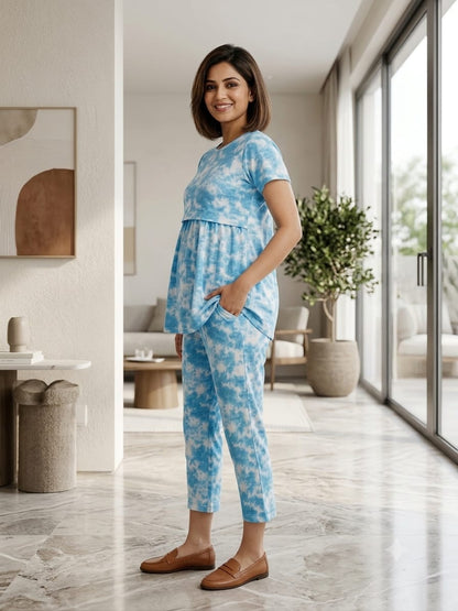 Peplum Feeding Zipless Co-ords Sky Dyed