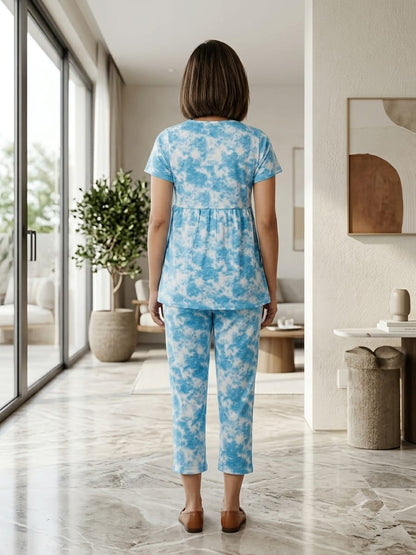 Peplum Feeding Zipless Co-ords Sky Dyed