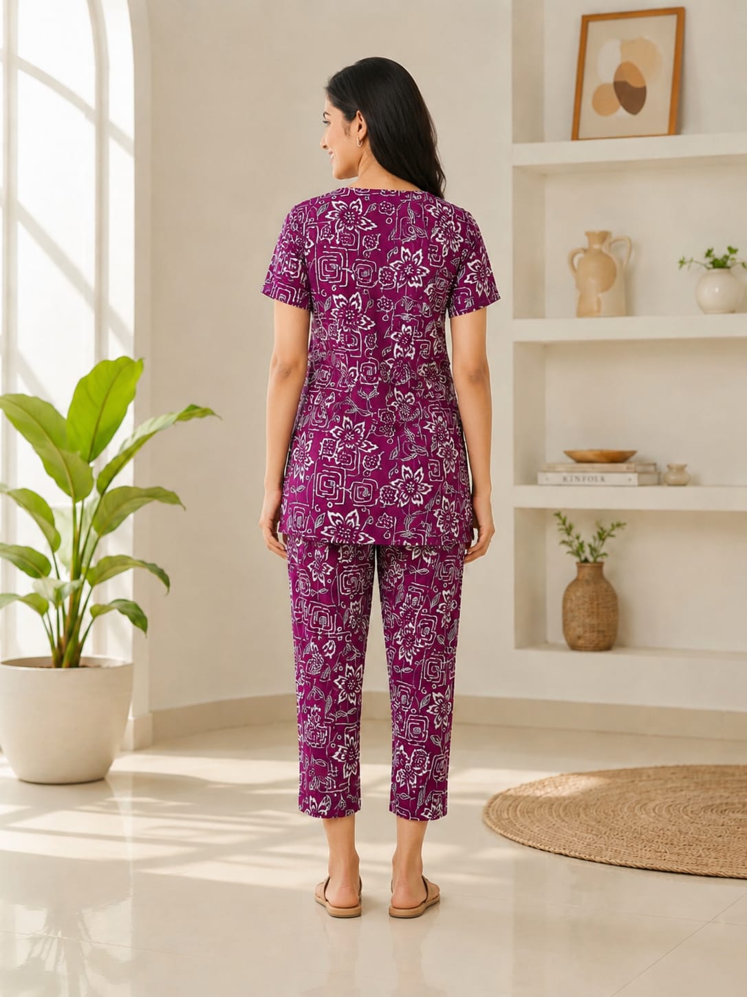Peplum Feeding Zipless Co-ords wine Floral