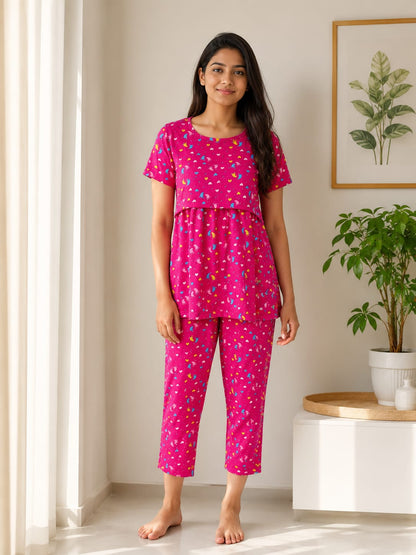 Peplum Feeding Zipless Co-ords Pink baby foot